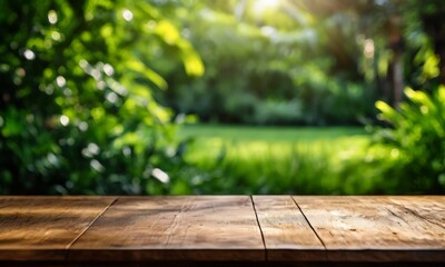 wooden table with blurred background