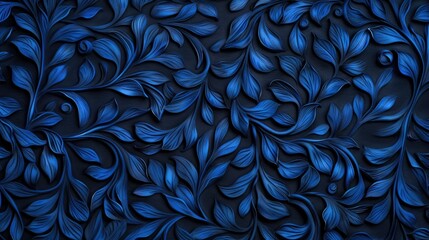 A blue floral pattern is displayed on a black background
