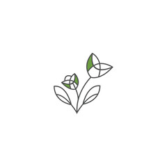 Abstract Tree Logo. Organic nature symbol. Tree branch with leaf sign. Natural plant design element emblem. Vector illustration.