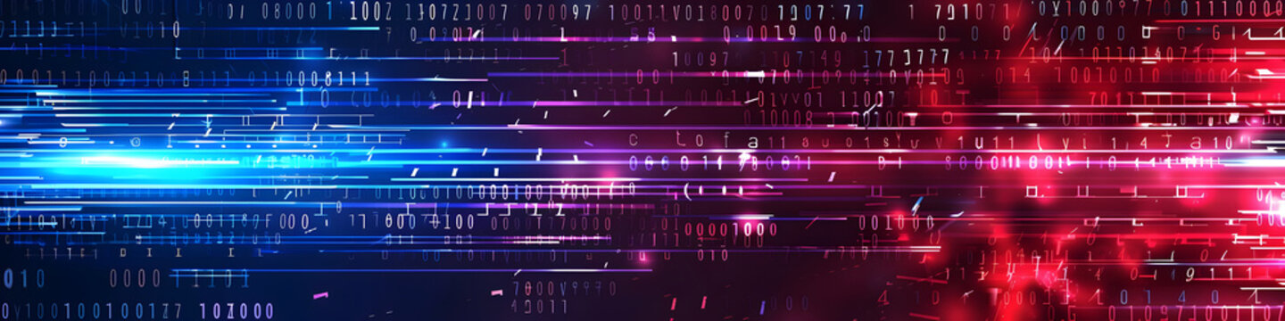 Digital binary code futuristic light data stream technology background virtual reality machine learning cyber security artificial intelligence innovation quantum computing neural network
