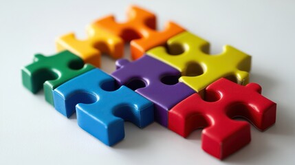 Colorful puzzle pieces representing the concept of teamwork and problem solving