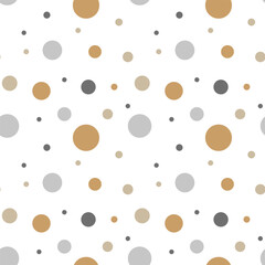 Polka dot seamless pattern. Seamless Gray and Golden Dots Pattern on White Background