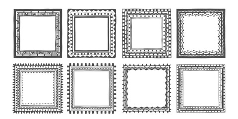 Ethnic hand drawn geometric frames
