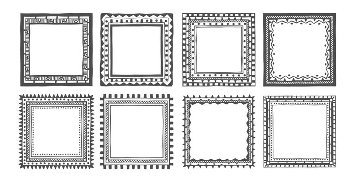 Ethnic hand drawn geometric frames