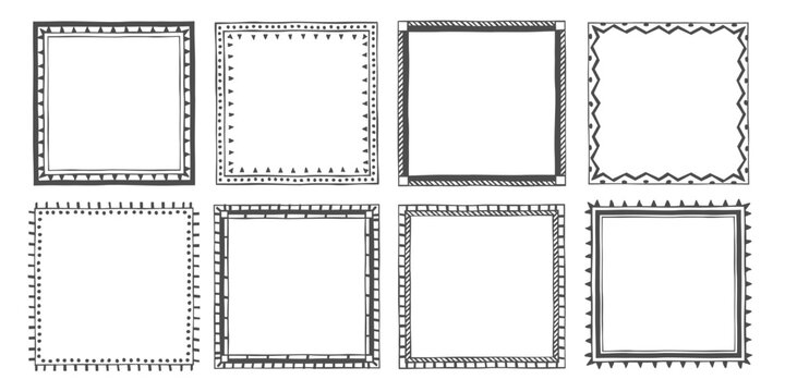 Hand drawn doodle linear frames