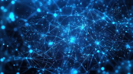 Futuristic technology background with glowing lines and particles, blue technology background with a connected blue network, AI generated illustration of An abstract composition of interconnected blue