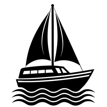 recommend clip art: Catamaran on sea silhouette vector illustration on white background 