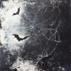 Fototapeta premium Bats flying over spooky forest on halloween night