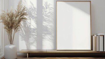 Contemporary modern home space, clean minimalist interior, frame mockup, 3d rendering