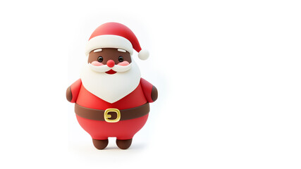 Obraz premium Witziger Schoko 3D-Weihnachtsmann im Comic-Stil. Weißer Hintergrund. Fröhliche Festtagsfigur, niedliches Design. Weihnachtskarten, Kindermedien. Animation, Charakterdesign. Kopierraum