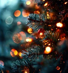 christmas tree with lights and bo