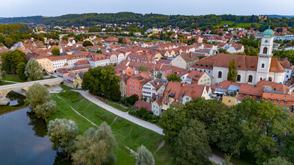 Panoramablick über die Altstadt von Regensburg mit dem Stadtteil Stadtamhof