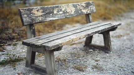 Fototapeta premium 65. Worn, rustic wooden bench with visible grain