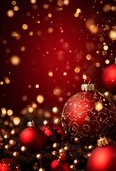 red christmas ball with gold decorations
