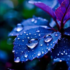 blue flower with water droplets on it