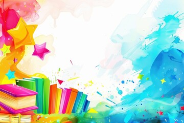 Blurred abstract school background, soft focus on classroom interior and desks