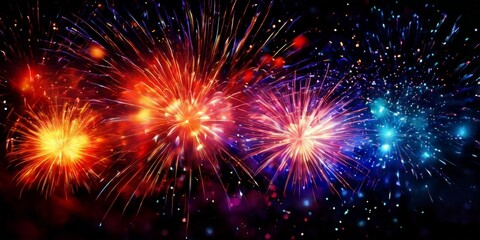 Fototapeta premium colorful fireworks on black background