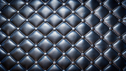 Fototapeta premium Realistic tufted leather texture in deep black tones for luxury design 