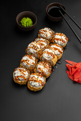 Tempura roll with Philadelphia cheese and unagi sauce