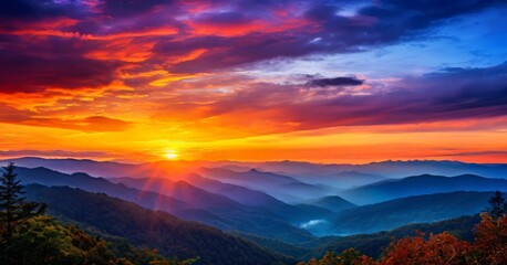 Naklejka premium sunset over the mountains