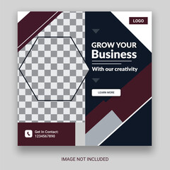 Creative Business Social Media Post Layout With White Background. With Free Mock-Up