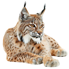 lynx in front of white background