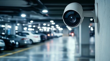 high-tech ip security camera in parking garage safety and monitoring 
