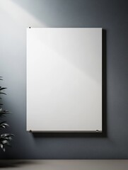 design for a rectangular white poster tacked to a wall, the poster is new and clean