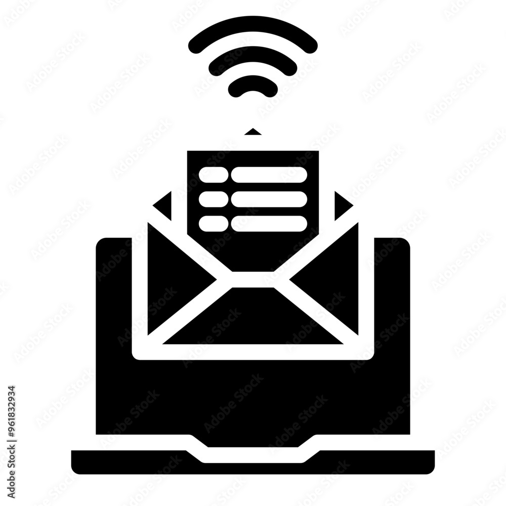Fototapete new email notification icon with one e-mail message on computer pc