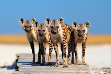 African animals, hyenas circling, scenting the air for any sign of a meal left behind by other predators