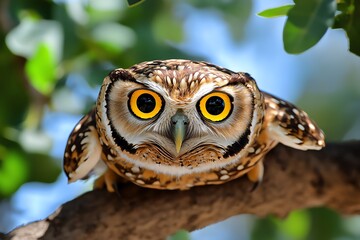 Obraz premium African animals, owls in the trees, silent hunters swoop down on their prey with deadly accuracy