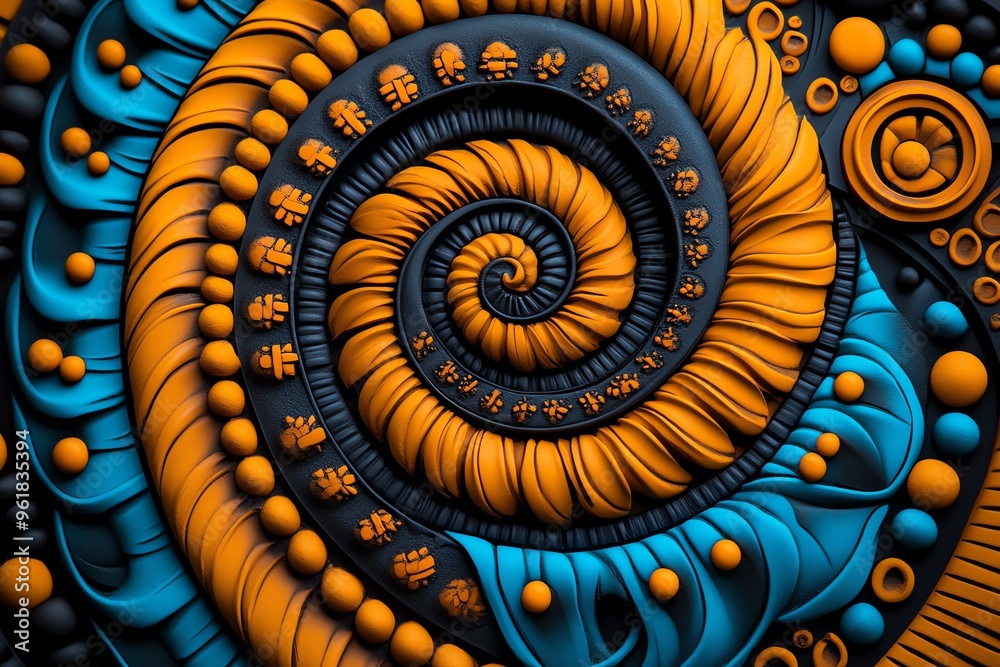 Wall mural african pattern, circular patterns, symbols of eternity represent the cyclical nature of life and th