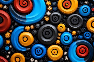 African pattern, spirals and swirls, continuous movement symbolize cycles of life, renewal, and spiritual growth