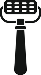 Black glyph icon of a manual foot cleaning brush removing dead skin from the heel, for beauty and spa applications