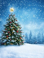 Obraz premium Winter christmas background with snow tree and lots of copy spac