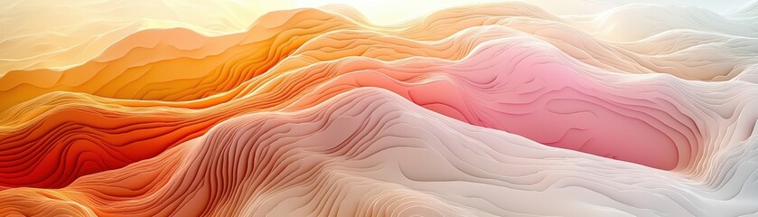 Obraz premium Light topographic contour map with gentle curves and a serene, harmonious color palette. Abstract and Minimalistic Design Backgrounds