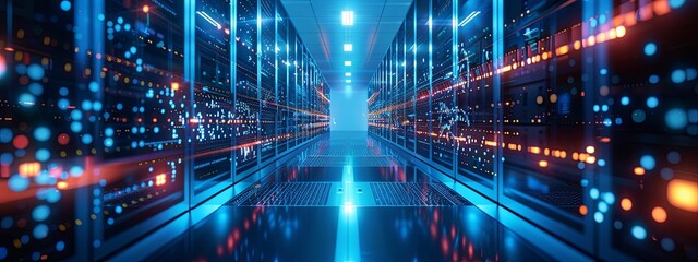 Cutting-Edge Technology Infrastructure. Modern data center with advanced network devices and servers
