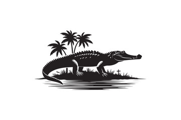Crocodile vector art and illustration