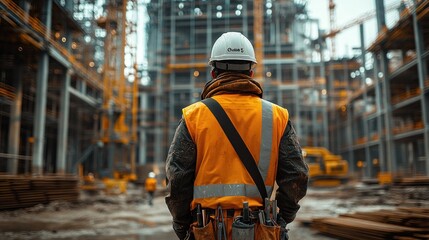 Construction Worker in a Steel Structure