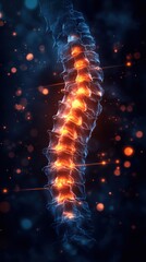 Minimal Doodle of Spine with Highlighted Areas Indicating Back Pain