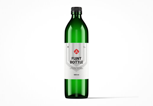 Green Glass Bullet Bottle Mockup
