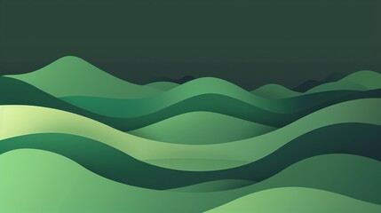 Obraz premium Abstract green vector wave design with blue ocean and mountain backdrop