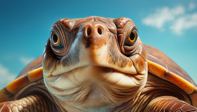 close up of a turtle's face