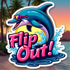 Obraz premium A colorful dolphin wearing sunglasses with the phrase 