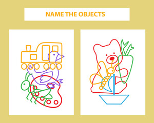 Name the object game. Educational game for attention. Printable sheet.