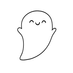 Halloween ghost line drawing, ghost doodle, Halloween coloring line.