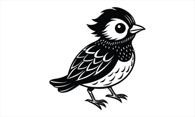 black and White bird silhouette vector style