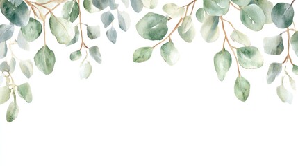 rustic wedding card, watercolor eucalyptus leaves and wood grain, earthy tones, isolated on white background