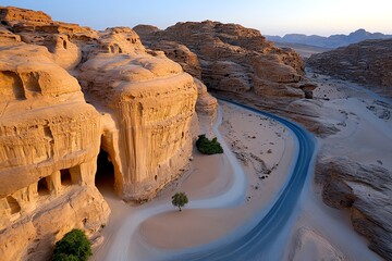 Ad Deir, twilight glow, golden sandstone takes on a warm hue as the sun sets over Petra