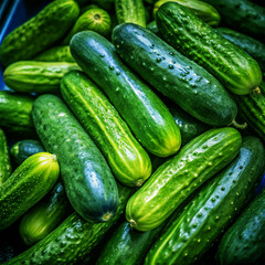 Fresh green cucumbers  on white background